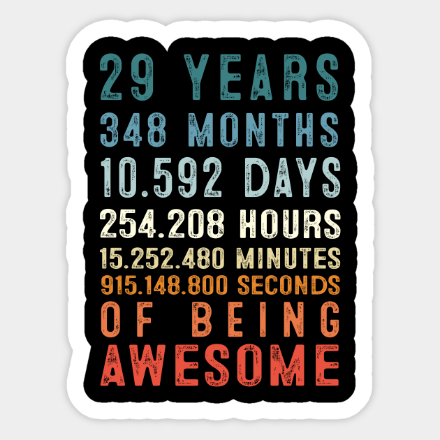 29 Years 348 Months Of Being Awesome Funny Birthday Gift 29th
